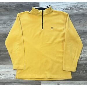 Vintage 90s Y2K Tommy Hilfiger Yellow Mens L Quarter Zip Fleece Sweatshirt Crest